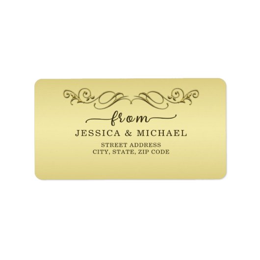 Elegant Luxe Goud  bruiloft Etiket (Voorkant)