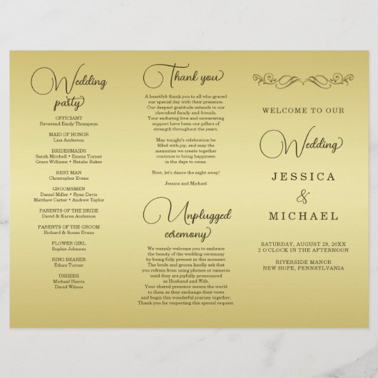 Elegant Luxe Goud bruiloft Flyer (Voorkant)
