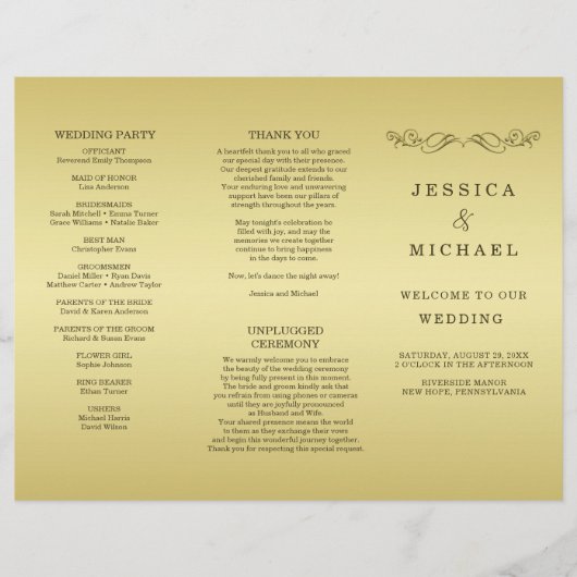 Elegant Luxe Goud  bruiloft Flyer (Voorkant)