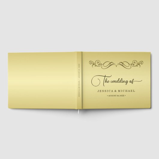 Elegant Luxe Goud  bruiloft Gastenboek (Volledig)
