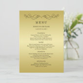 Elegant Luxe Goud  bruiloft Menu (Staand voorkant)