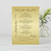 Elegant Luxe Goud bruiloft Menu (Staand voorkant)