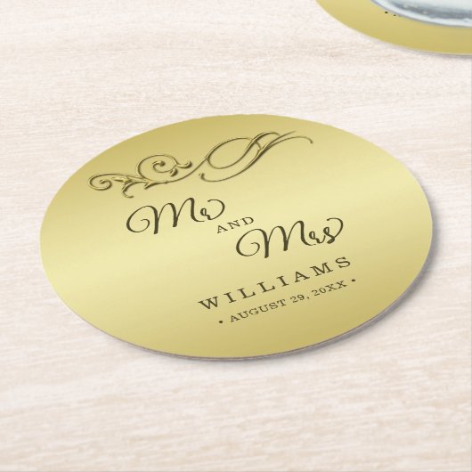 Elegant Luxe Goud  bruiloft Ronde Kartonnen Onderzetter (Gebogen)