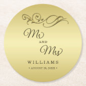 Elegant Luxe Goud  bruiloft Ronde Kartonnen Onderzetter (Voorkant)