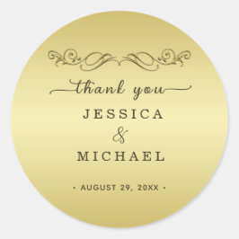 Elegant Luxe Goud bruiloft Ronde Sticker