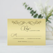 Elegant Luxe Goud  bruiloft RSVP Kaartje (Staand voorkant)