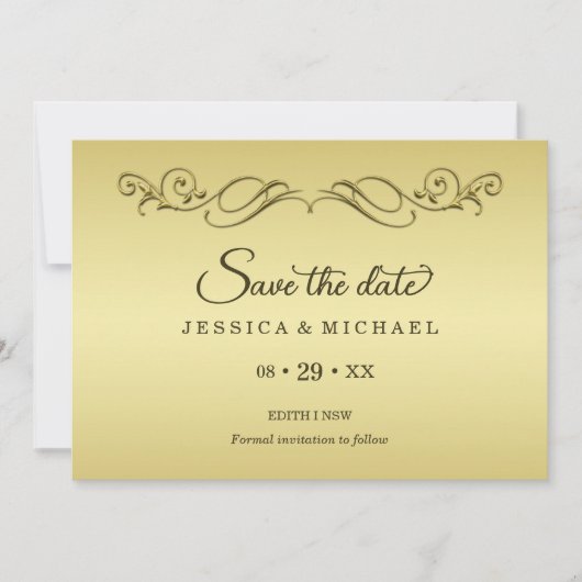 Elegant Luxe Goud  bruiloft Save The Date (Voorkant)
