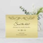 Elegant Luxe Goud  bruiloft Save The Date (Staand voorkant)