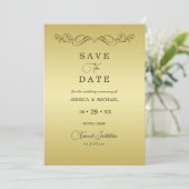 Elegant Luxe Goud bruiloft Save The Date (Staand voorkant)