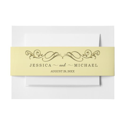 Elegant Luxe Goud  bruiloft Uitnodigingen Wikkel (Voorkant Voorbeeld)