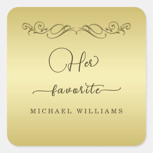 Elegant Luxe Goud  bruiloft Vierkante Sticker (Voorkant)