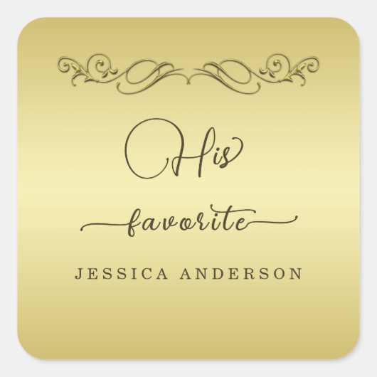 Elegant Luxe Goud  bruiloft Vierkante Sticker (Voorkant)