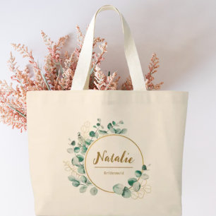 Elegant luxe goud en greenery Bridal party Grote Tote Bag
