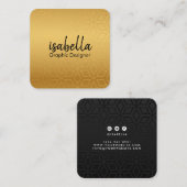 Elegant luxe goud modern vierkant minimalistisch z vierkante visitekaartje (Voorkant / Achterkant)