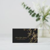 Elegant luxe goud zwart kalligrafie script visitekaartje (Staand voorkant)