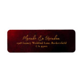 Elegant Luxe Goud Zwart Rood Bruiloft Adres Etiket (Voorkant)