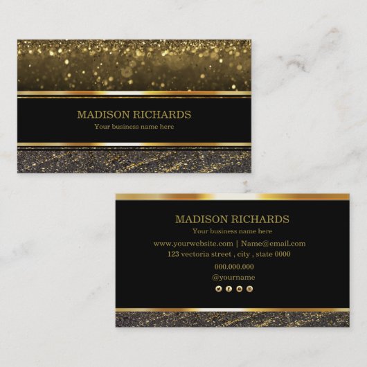 Elegant Luxe Goud Zwart Visitekaartje (Voorkant / Achterkant)