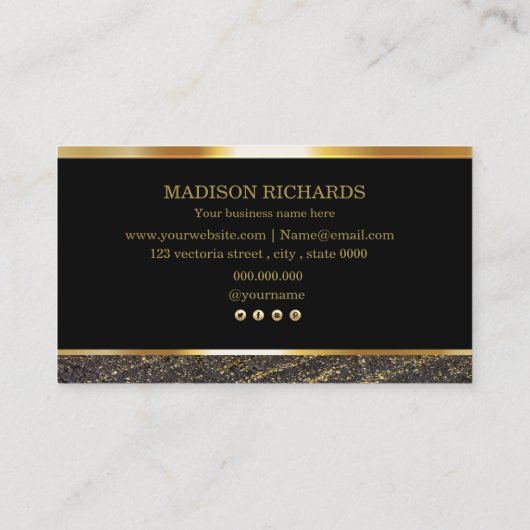 Elegant Luxe Goud Zwart Visitekaartje (Achterkant)