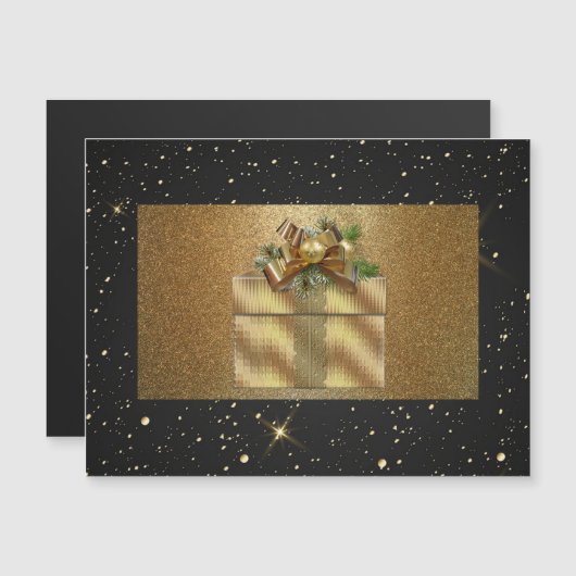 Elegant, Luxe, Gouden glitter, Kerstbox (Voorkant / Achterkant)