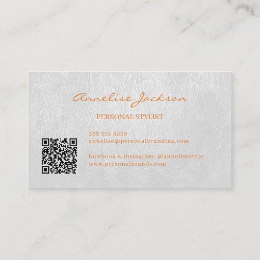 Elegant luxe gouden witte monogram QR-code Visitekaartje (Achterkant)