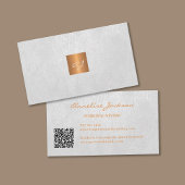 Elegant luxe gouden witte monogram QR-code Visitekaartje
