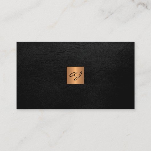 Elegant luxe goudzwart monogram QR-code Visitekaartje (Voorkant)