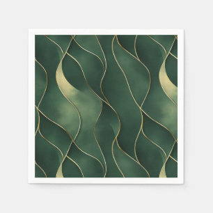Elegant Luxe Groen en Goud Wervelpatroon Servet