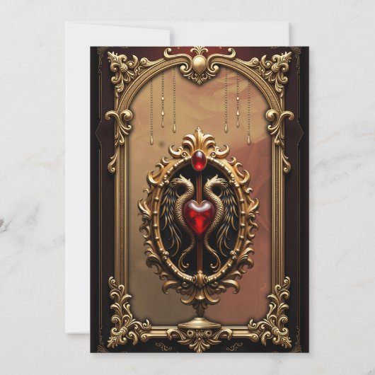 Elegant luxe hart embleem. kaart (Achterkant)