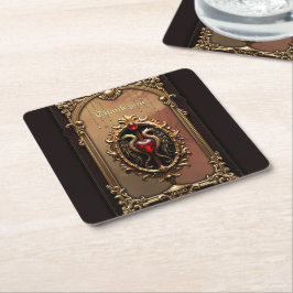 Elegant luxe hart embleem. kartonnen onderzetters