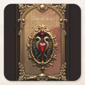 Elegant luxe hart embleem. kartonnen onderzetters (Voorkant)