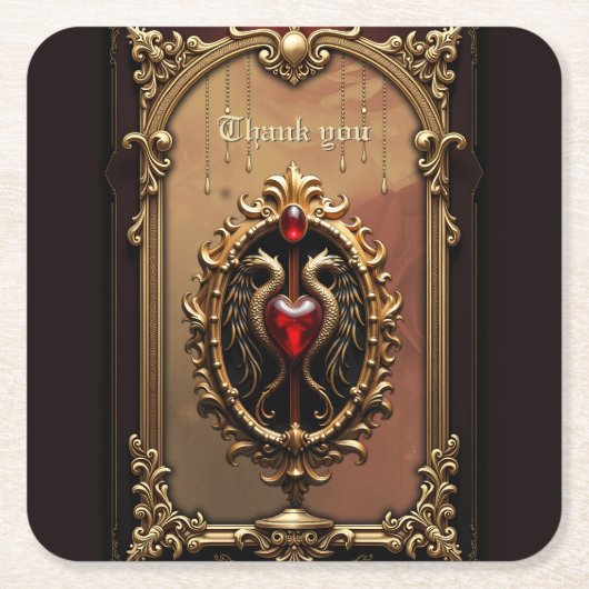 Elegant luxe hart embleem. kartonnen onderzetters (Voorkant)