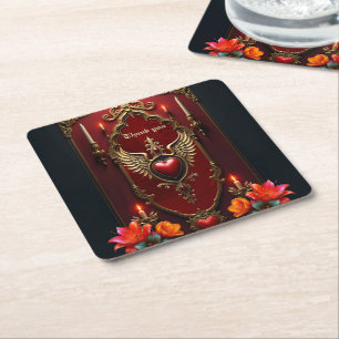 Elegant luxe hart embleem. kartonnen onderzetters