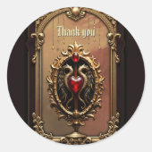 Elegant luxe hart embleem. ronde sticker (Voorkant)