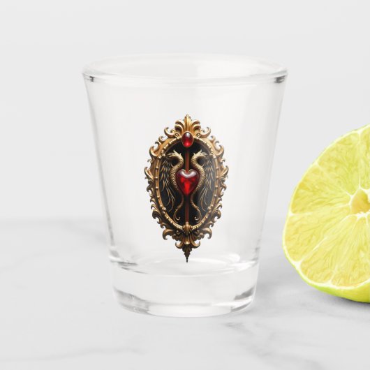 Elegant luxe hart embleem. shot glas (Voorkant)