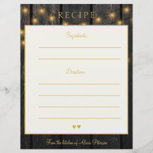 Elegant luxe houten gouden receptkaart