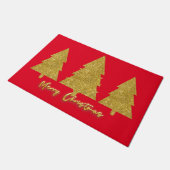 Elegant luxe kerstboomglitter rood deurmat (Schuin)