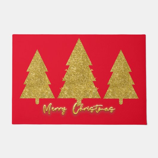Elegant luxe kerstboomglitter rood deurmat (Voorkant)