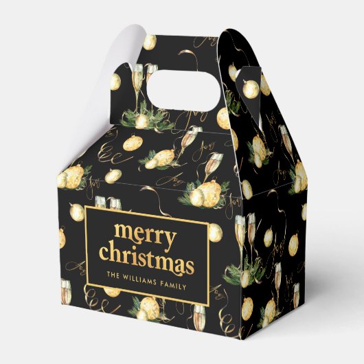 Elegant Luxe Kerstfeest Zwart Goud Bedankdoosjes (Achterkant)