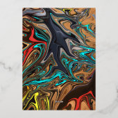 Elegant Luxe Kleurrijke Abstracte Kunst Trouwgoud Folie Uitnodiging