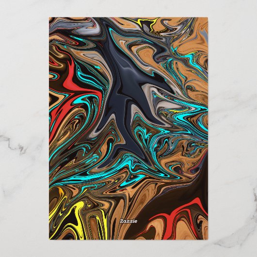 Elegant Luxe Kleurrijke Abstracte Kunst Trouwgoud Folie Uitnodiging (Achterkant)