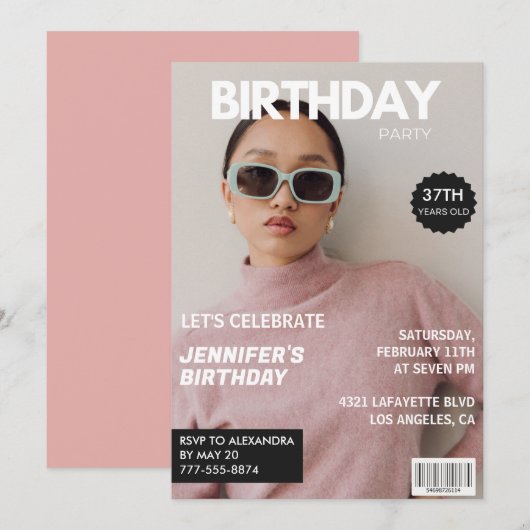 Elegant Luxe Magazine Foto 37e verjaardag Kaart (Voorkant / Achterkant)