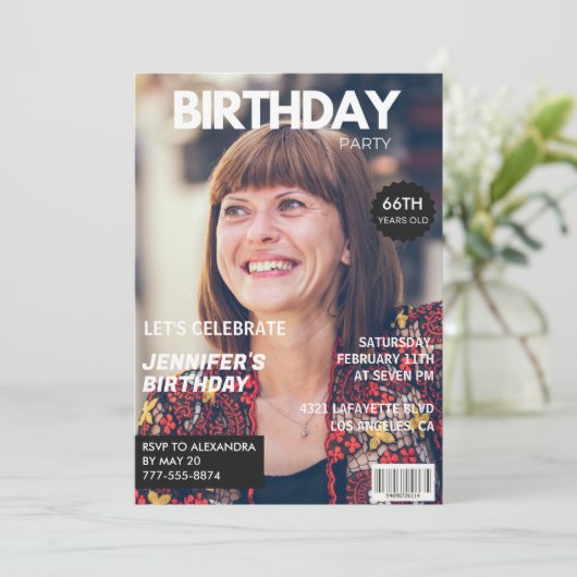 Elegant Luxe Magazine Foto 66e verjaardag Kaart (Staand voorkant)