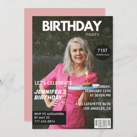 Elegant Luxe Magazine Foto 71e verjaardag Kaart (Voorkant / Achterkant)
