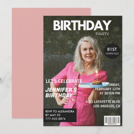 Elegant Luxe Magazine Foto 81e verjaardag Kaart (Voorkant / Achterkant)