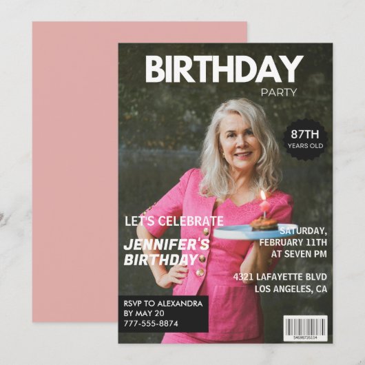 Elegant Luxe Magazine Foto 87e verjaardag Kaart (Voorkant / Achterkant)