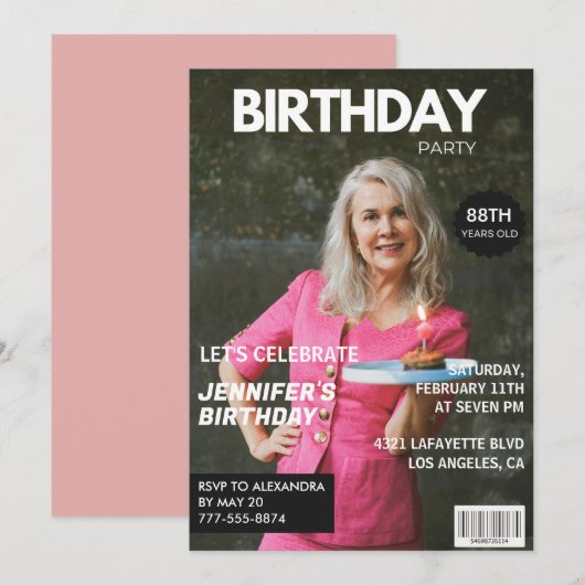 Elegant Luxe Magazine Foto 88e verjaardag Kaart (Voorkant / Achterkant)