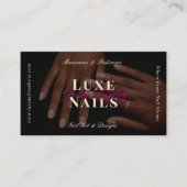 Elegant Luxe Nail Manicurist Technician Black Pink Visitekaartje (Voorkant)
