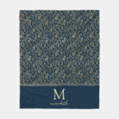 Elegant Luxe Navy Gold Leaf Monogram Fleece Deken (Voorkant)