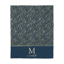 Elegant Luxe Navy Gold Leaf Monogram