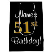 Elegant, Luxe, Nepgoud Uiterlijk 51e Verjaardag Medium Cadeauzakje (Achterkant)